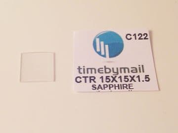 Cartier 15mm X 15mm X 1.5mm X 1mm Sapphire Tank Replacement Crystal - C122