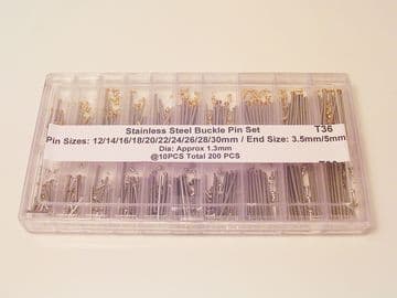 200 Piece Strap Buckle Clasp Tap End Pin Set - T36