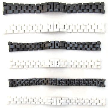 EMPORIO ARMANI CERAMICA Watch Strap CERAMIC Bracelet BLACK WHITE 18mm 22mm