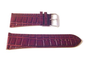 EX WIDE LEATHER BROWN CROC WATCH BAND 30MM STRAP S47C