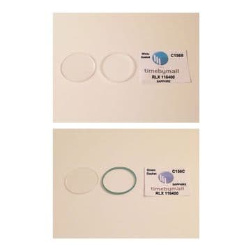 For ROLEX 116400 MILGAUSS Oyster Watch Glass SAPPHIRE Crystal GREEN WHITE Gasket