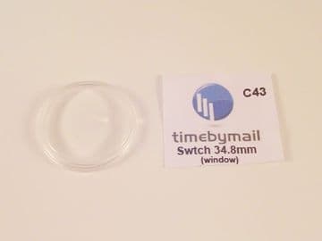 FOR SWATCH WATCH REPLACEMENT Plexi-Glass CRYSTAL 34.8mm With DATE Cyclops C43