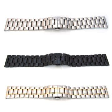 HEAVY Watch Strap Bracelet STAINLESS STEEL 18mm-32mm Band Deployment Clasp S54