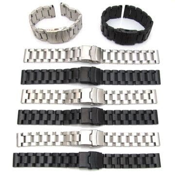 Mens Watch Strap Bracelet STAINLESS STEEL Band Deployment Clasp HEAVY SOLID LINK