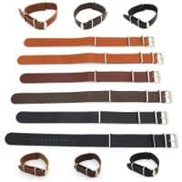 Nato G10 Military Leather Watch Straps Black Brown Tan