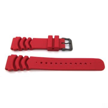 SEIKO MONSTER 22mm Watch Strap ORIGINAL Red Band Dark Silver Buckle Rubber S55H