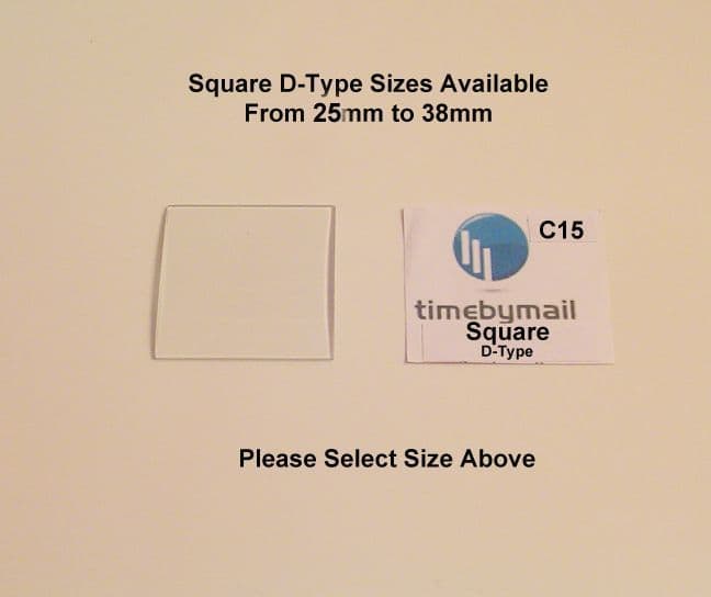 Single Domed D-Type Square Shape Watch Crystal 25mm - 38mm Replacement Glass Part