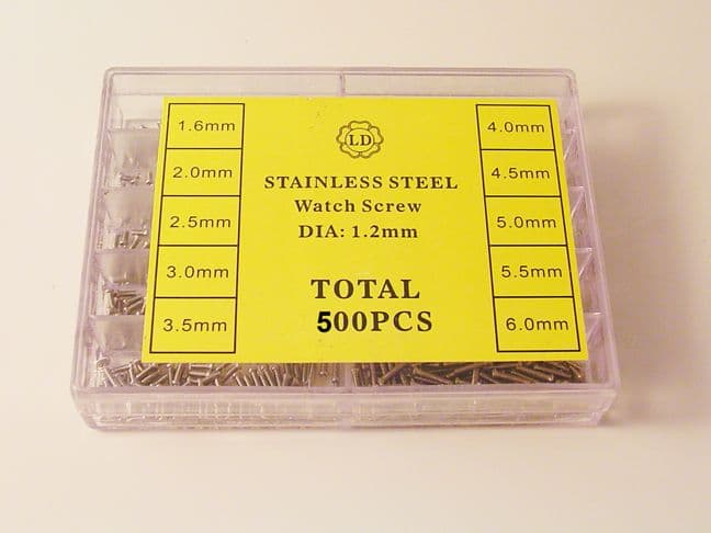 500+ Piece Watchmaker Stainless Screws Watch tool | Watch Tools | Watch Straps and Bands| Watch Glass and Crystals | Cleaning | Watch Parts | Watch Hands | Vintage Watch Parts | Watch Batteries | Clock Parts
