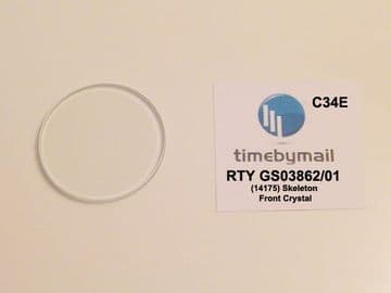 Watch Glass FRONT Crystal For ROTARY SKELETON GS03862/01 14175 34.5mm