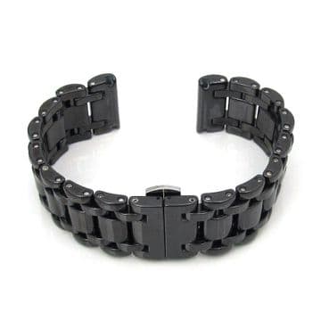 Watch Strap CERAMIC Bracelet Band BLACK WHITE 16mm & 21mm Deployment Clasp
