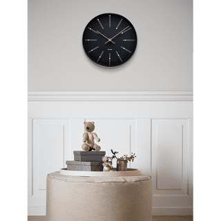 Arne Jacobsen Bankers 21cm Black Wall Clock 43636
