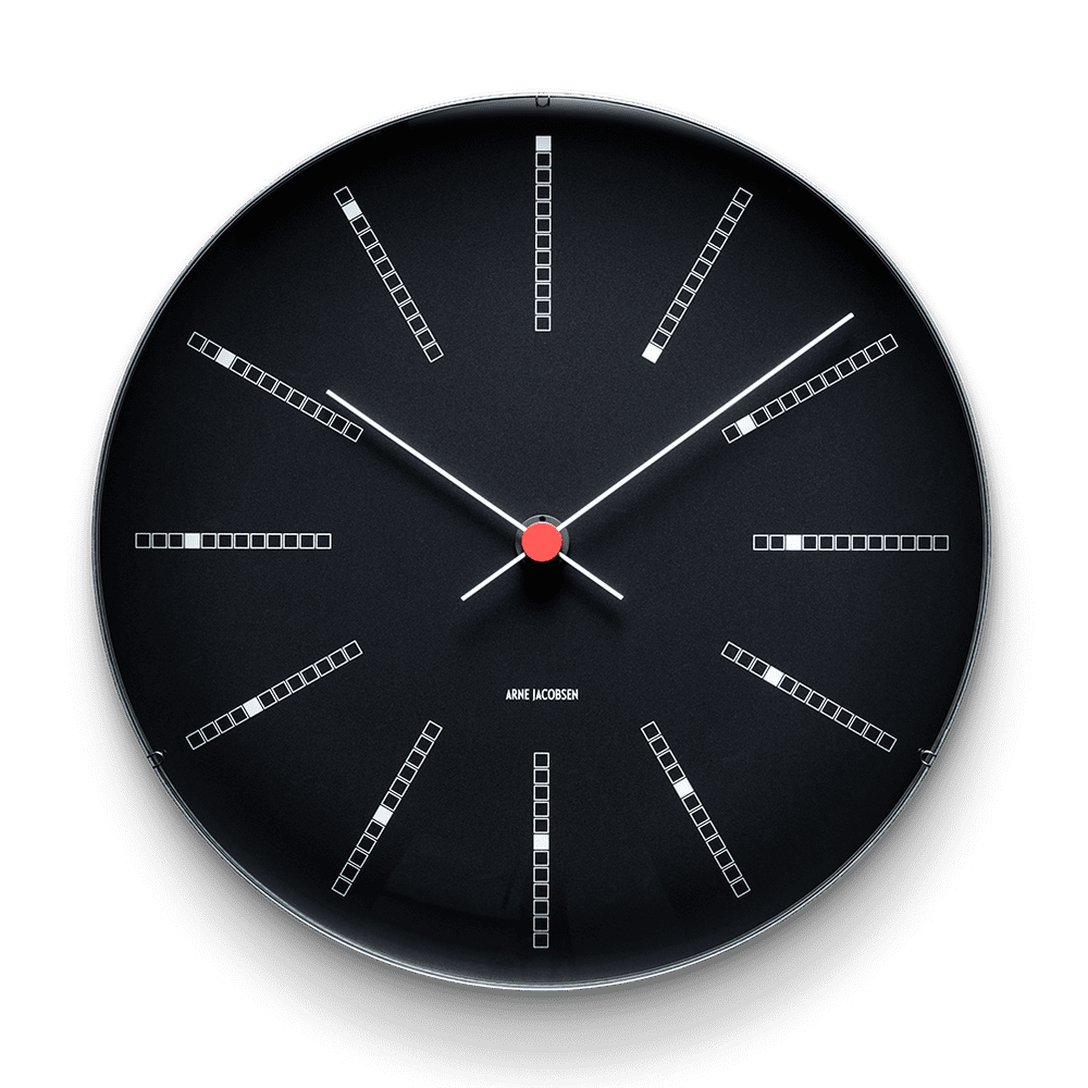 Arne Jacobsen Bankers 29cm Black Wall Clock 43646