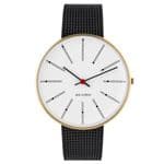Arne Jacobsen Bankers Gold Watch Medium 40mm with Black Mesh Strap 53108-2010