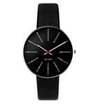 Arne Jacobsen Bankers Watch Black Dial Medium 34mm with Black Leather Strap 53104-1601