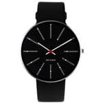 Arne Jacobsen Bankers Watch Black Dial Medium 40mm with Black Leather Strap 53105-2001