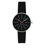 Arne Jacobsen Bankers Watch Black Dial X-Small 30mm with Black Leather Strap 53116-1401