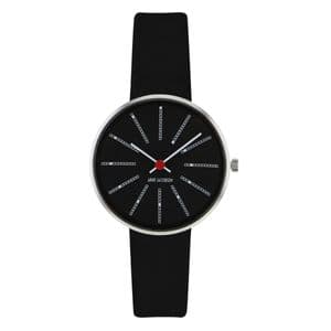 Arne Jacobsen Bankers Watch Black Dial X-Small 30mm with Black Leather Strap 53116-1401