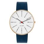 Arne Jacobsen Bankers Watch Gold Medium 40mm with Blue Leather Strap 53108-2004G