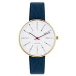 Arne Jacobsen Bankers Watch Gold Small 34mm with Blue Leather Strap 53107-1604G