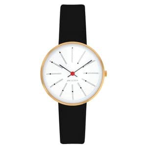 Arne Jacobsen Bankers Watch Gold X-Small 30mm with Black Leather 53113-1401G