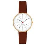 Arne Jacobsen Bankers Watch Gold X-Small 30mm with Brown LeatherStrap 53113-1407G