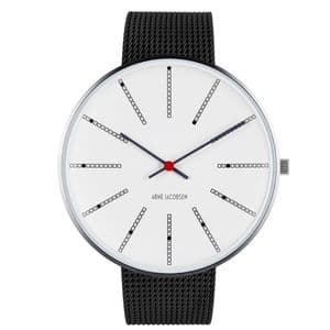 Arne Jacobsen Bankers Watch Large 46mm Black with Mesh Strap 53103-2210