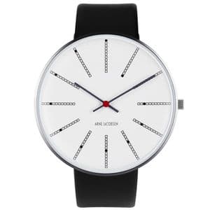 Arne Jacobsen Bankers Watch Large 46mm with Black Leather Strap 53103-2201