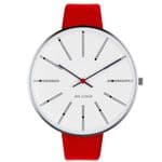 Arne Jacobsen Bankers Watch Large 46mm with Red Leather Strap 53103-2203F