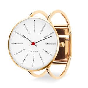 Arne Jacobsen Bankers Watch Medium 40mm Gold with Bangle Strap 53108-2019
