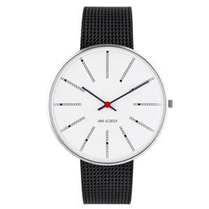 Arne Jacobsen Bankers Watch Medium 40mm with Black Mesh Strap 53102-2010
