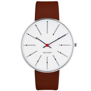 Arne Jacobsen Bankers Watch Medium 40mm with Brown Leather Strap 53102-2007