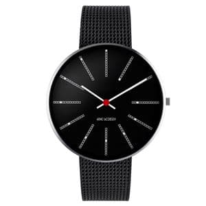 Arne Jacobsen Bankers Watch Small 34mm Black Dial with Mesh Strap 53104-1610