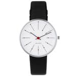Arne Jacobsen Bankers Watch Small 34mm with Black Leather Strap 53101-1601