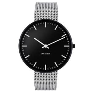 Arne Jacobsen City Hall Watch Black Medium 40mm with Mesh Strap 53205B-2008