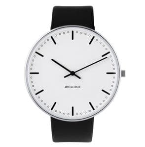 Arne Jacobsen City Hall Watch Large 46mm with Black Leather Strap 53203-2201