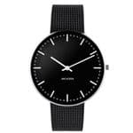 Arne Jacobsen City Hall Watch Medium 40mm with Black Dial Mesh Strap 53205-2010