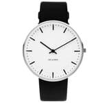 Arne Jacobsen City Hall Watch Medium 40mm with Black Leather Strap 53202-2001