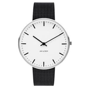 Arne Jacobsen City Hall Watch Medium 40mm with Black Mesh Strap 53202-2010