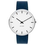 Arne Jacobsen City Hall Watch Medium Size 40mm Blue Leather Strap 53202-2004