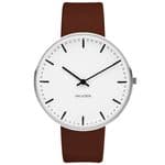Arne Jacobsen City Hall Watch Medium Size 40mm Brown Leather Strap 53202-2007