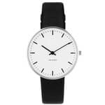 Arne Jacobsen City Hall Watch Small 34mm with Black Leather Strap 53201-1601