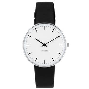Arne Jacobsen City Hall Watch Small 34mm with Black Leather Strap 53201-1601