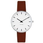Arne Jacobsen City Hall Watch Small 34mm with Brown Leather Strap 53201-1607
