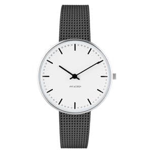 Arne Jacobsen City Hall Watch Small 34mm with Grey Mesh Strap 53201-1612