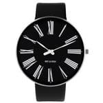 Arne Jacobsen Roman Watch Black Dial Large 46mm with Black Leather Strap 53306-2201