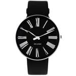 Arne Jacobsen Roman Watch Black Dial Medium 40mm with Black Leather Strap 53305-2001
