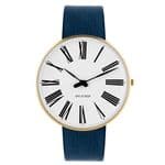 Arne Jacobsen Roman Watch Gold Medium 40mm Blue Leather Strap 53308-2004G