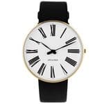 Arne Jacobsen Roman Watch Gold Medium 40mm with Black Leather Strap 53308-2001G