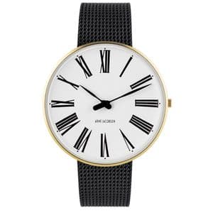 Arne Jacobsen Roman Watch Gold Medium 40mm with Black Mesh Strap 53308-2010
