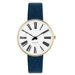 Arne Jacobsen Roman Watch Gold Small 34mm with Blue Leather Strap 53307-1604G